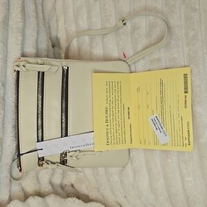 Dooney & Bourke Ivory Triple Zip Front Crossbody Bag NWT With Registration Card